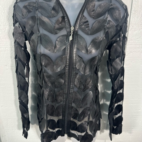 Belgin Francis Black Leather Classic Leaf Jacket Size Small EUC - Picture 3 of 8